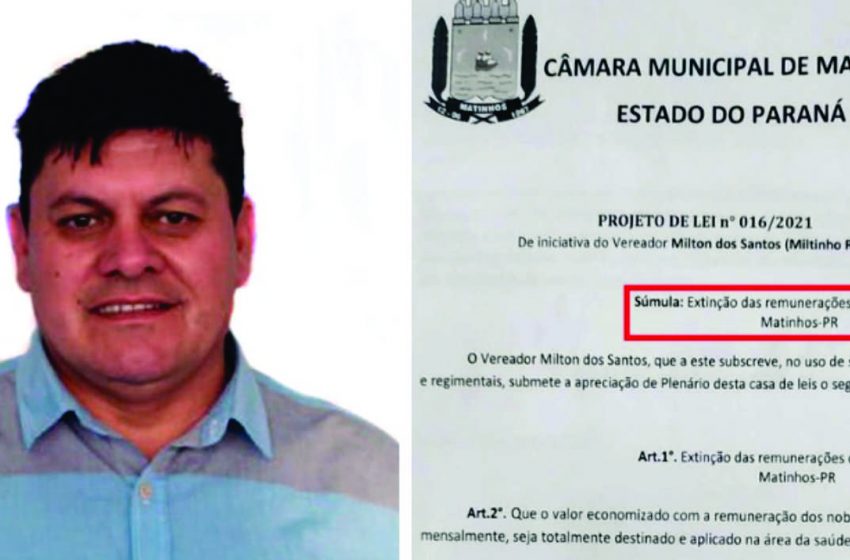  Sem Salário! Vereador apresenta Projeto de Lei para acabar com salários de vereadores.