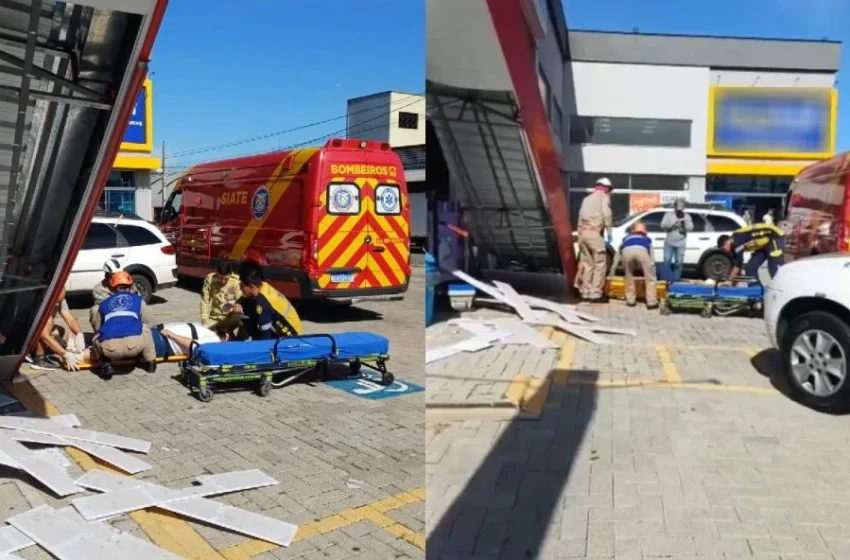  Trabalhadores ficam feridos após desabamento de telhado em São José dos Pinhais