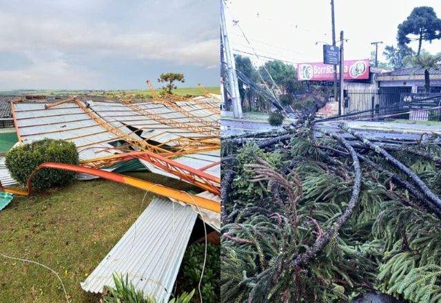  Último dia do inverno é marcado por temporal, granizo e ventos de até 124 km/h no Paraná