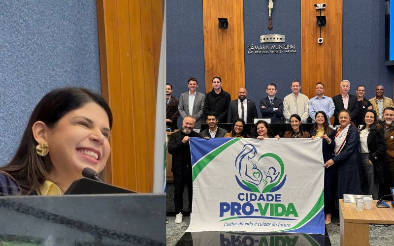  VEREADORA PRA. ADRIANA ROCHA APROVA EM 1º TURNO PL QUE DECLARA SÃO JOSÉ DOS PINHAIS CIDADE PRÓ-VIDA